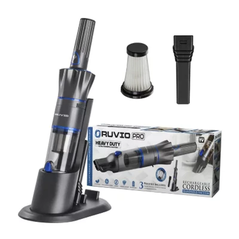 Ruvio Pro Cordless Rechargeable Hand Vacuum 17” Portable Vacuum Cleaner for Home and Car Use