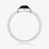 Womens Genuine Black Onyx Sterling Silver Round Cocktail Ring