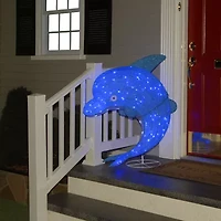 National Tree Co. Dolphin With 105 Blue Led Lights Metal Yard Stake
