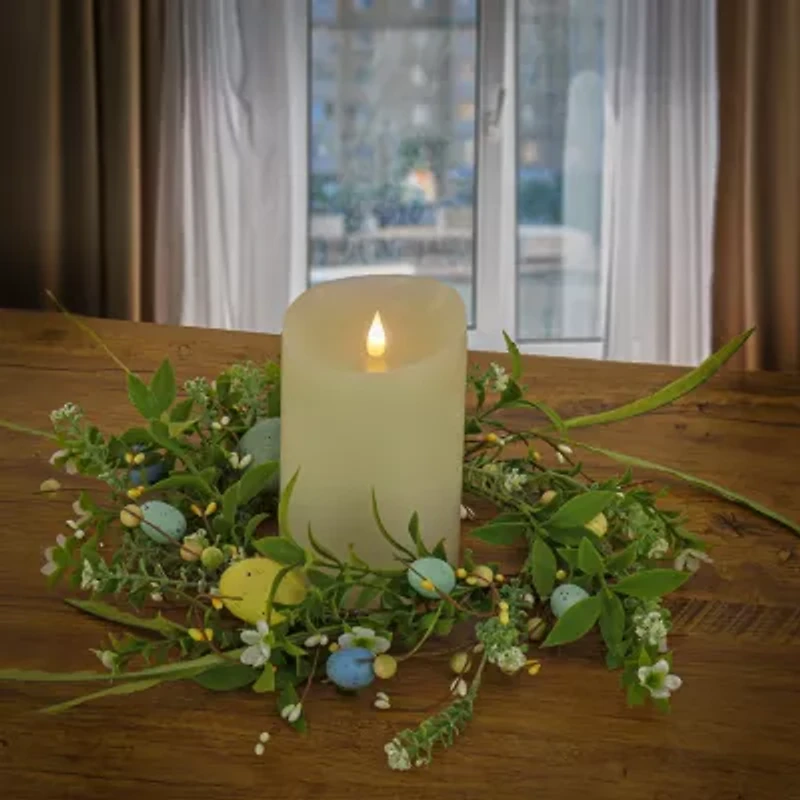 National Tree Co. Spring Flowers And Eggs Ring Candle Holder