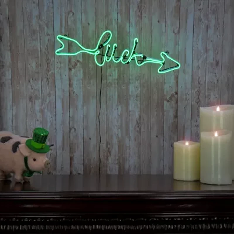 National Tree Co. Green Neon Style “Luck’’ Decoration Wall Sign