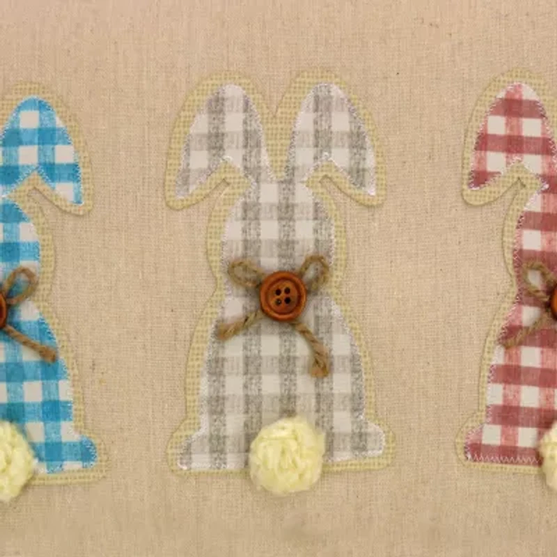 National Tree Co. Plaid Bunnies Easter Rectangular Throw Pillow