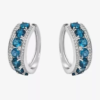 Limited Quantities! Womens Genuine Blue Topaz Sterling Silver 23.5mm Hoop Earrings