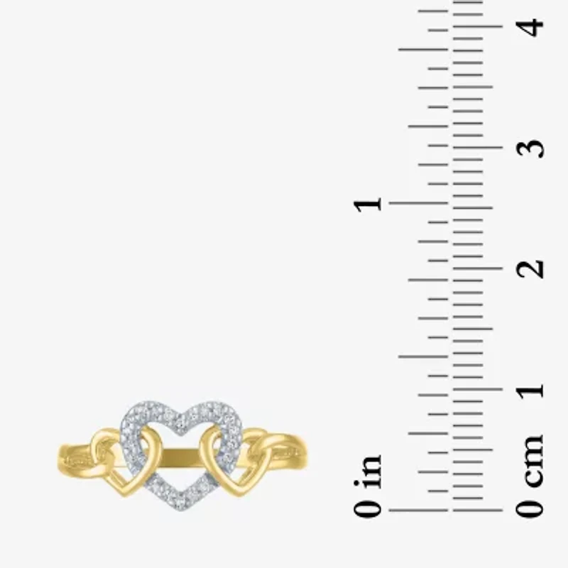 (G-H / I1-I2) Womens Diamond-Accent Lab-Grown Diamond 10K Gold Heart Cocktail Ring