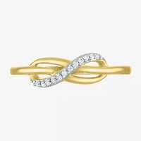 Diamond Accent (G-H / I1-I2) Womens Lab Grown White 10K Gold Infinity Cocktail Ring