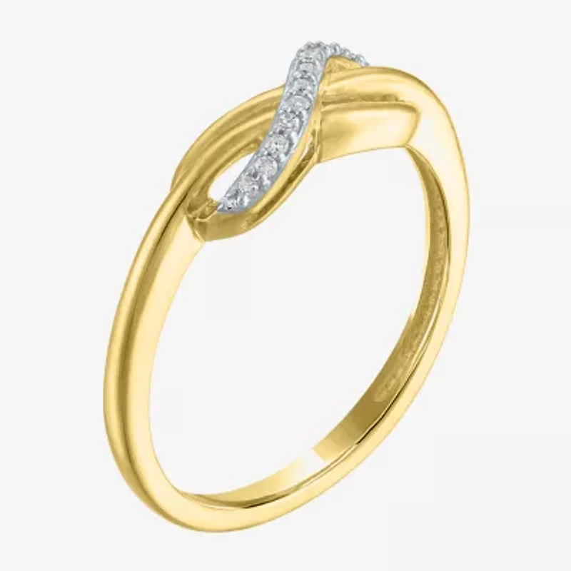 Diamond Accent (G-H / I1-I2) Womens Lab Grown White 10K Gold Infinity Cocktail Ring