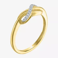 Diamond Accent (G-H / I1-I2) Womens Lab Grown White 10K Gold Infinity Cocktail Ring