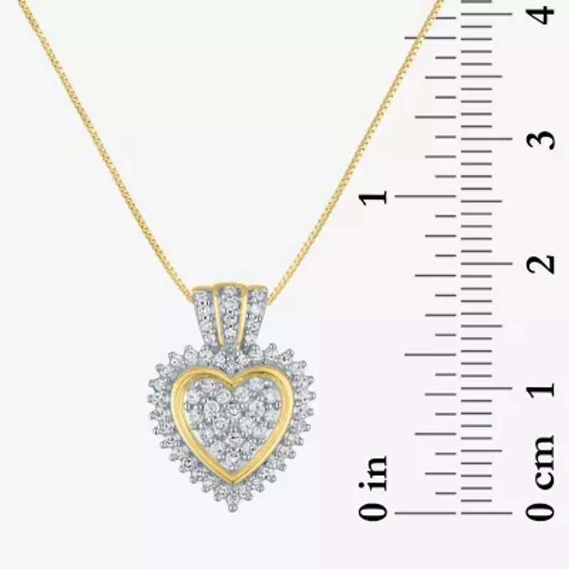 (G-H / I1-I2) Womens 1/3 CT.T.W. Lab-Grown Diamond 10K Gold Heart Pendant Necklace