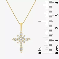(G-H / Si2-I1) Womens 1/3 CT. T.W. Lab Grown White Diamond 10K White Gold Cross 18 Inch Pendant Necklace