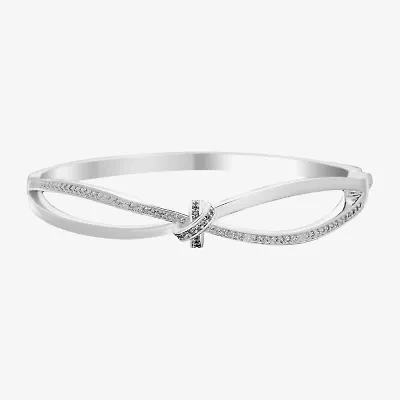 Sparkle Allure Womens Cubic Zirconia Pure Silver Over Brass Knot Bangle Bracelet