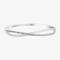 Sparkle Allure Twist Womens Cubic Zirconia Pure Silver Over Brass Bangle Bracelet