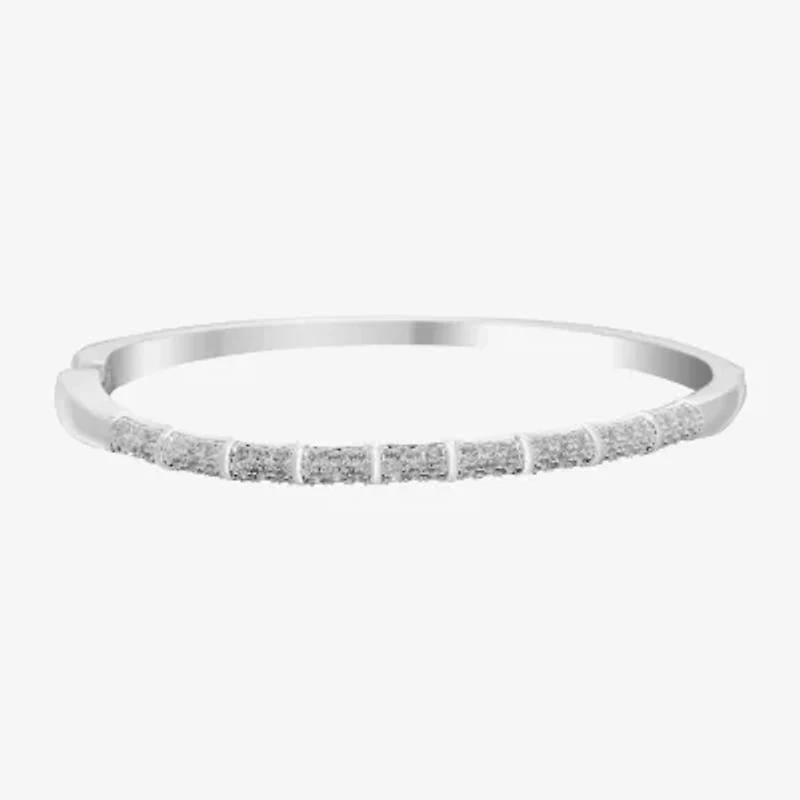 Sparkle Allure Womens Cubic Zirconia Pure Silver Over Brass Bangle Bracelet