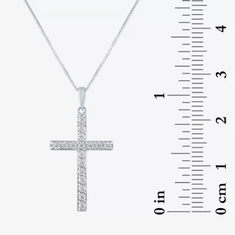 (G-H / Si2-I1) Womens 1/3 CT. T.W. Lab Grown White Diamond 10K Gold Cross 18 Inch Pendant Necklace