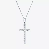(G-H / Si2-I1) Womens 1/3 CT. T.W. Lab Grown White Diamond 10K Gold Cross 18 Inch Pendant Necklace