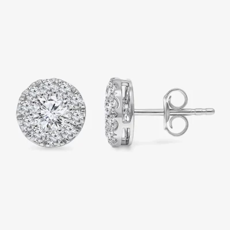 (I1/ I) 2 CT. T.W. Lab Grown White Diamond 10K White Gold 9.4mm Round Stud Earrings