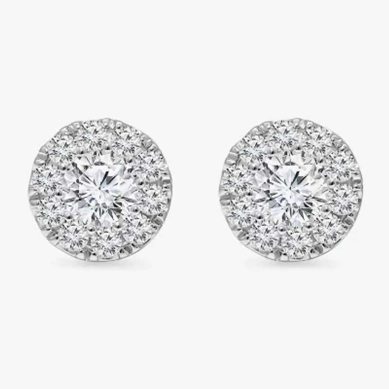 (I1/ I) 2 CT. T.W. Lab Grown White Diamond 10K White Gold 9.4mm Round Stud Earrings