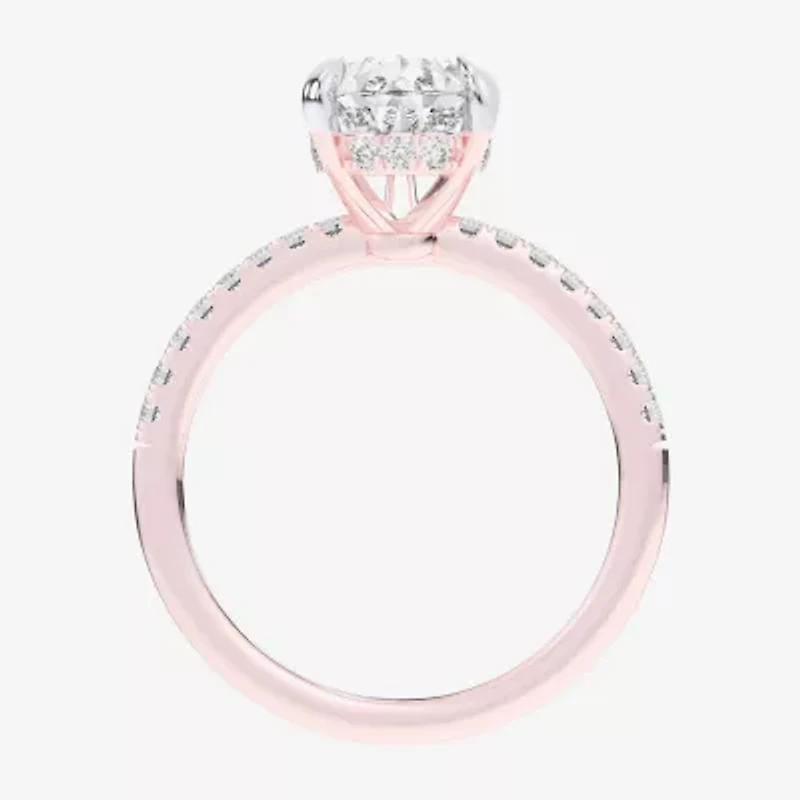 (G-H / Si1-Si2) Womens 2 1/4 CT. T.W. Lab Grown White Diamond 14K Gold Pear Side Stone Engagement Ring