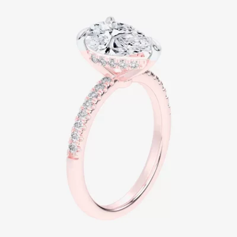 (G-H / Si1-Si2) Womens 2 1/4 CT. T.W. Lab Grown White Diamond 14K Gold Pear Side Stone Engagement Ring