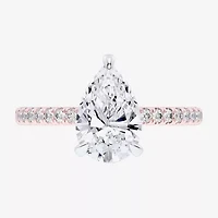(G-H / Si1-Si2) Womens 2 1/4 CT. T.W. Lab Grown White Diamond 14K Gold Pear Side Stone Engagement Ring
