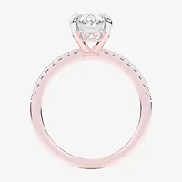 (G-H / Si1-Si2) Womens 2 1/4 CT. T.W. Lab Grown White Diamond 14K Gold Oval Side Stone Engagement Ring