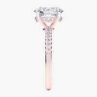 (G-H / Si1-Si2) Womens 2 1/4 CT. T.W. Lab Grown White Diamond 14K Gold Oval Side Stone Engagement Ring