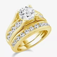 (G / Si1-Si2) Womens 4 CT. T.W. Lab Grown White Diamond 10K Gold Round Side Stone Bridal Set