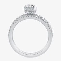 (G / Si1-Si2) Womens 1 CT. T.W. Lab Grown White Diamond 10K Gold Side Stone Halo Bridal Set
