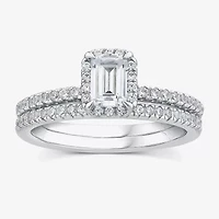 (G / Si1-Si2) Womens 1 CT. T.W. Lab Grown White Diamond 10K Gold Side Stone Halo Bridal Set