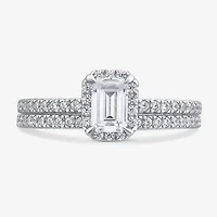 (G / Si1-Si2) Womens 1 CT. T.W. Lab Grown White Diamond 10K Gold Side Stone Halo Bridal Set