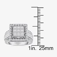 (I / I1) Womens 2 CT. T.W. Lab Grown White Diamond 10K Gold Side Stone Halo Engagement Ring
