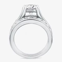 (G / Si1-Si2) Womens 4 CT. T.W. Lab Grown White Diamond 10K Gold Oval Side Stone Bridal Set