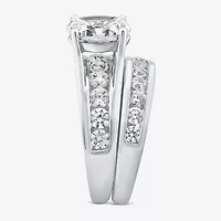 (G / Si1-Si2) Womens 4 CT. T.W. Lab Grown White Diamond 10K Gold Oval Side Stone Bridal Set