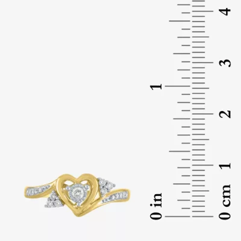 Promise My Love (G-H / Si2-I1) Womens 1/6 CT. T.W. Lab Grown Diamond 10K Gold Heart Side Stone Bypass  Ring
