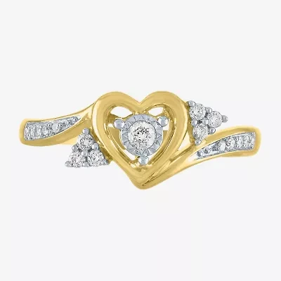 Promise My Love (G-H / Si2-I1) Womens 1/6 CT. T.W. Lab Grown Diamond 10K Gold Heart Side Stone Bypass  Ring