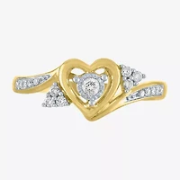Promise My Love (G-H / Si2-I1) Womens 1/6 CT. T.W. Lab Grown Diamond 10K Gold Heart Side Stone Bypass  Ring