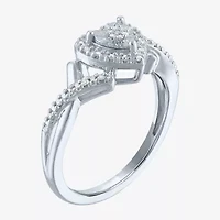 (G-H / Si2-I1) Womens 1/10 CT. T.W. Lab Grown White Diamond Sterling Silver Heart Side Stone Halo Promise Ring
