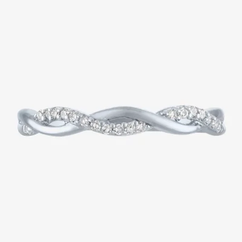 (G-H / Si2-I1) Womens 3MM 1/10 CT. T.W. Lab Grown White Diamond 10K Gold Wedding Band
