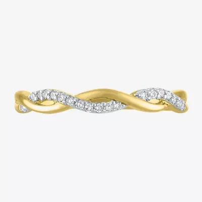 (G-H / Si2-I1) Womens 3MM 1/10 CT. T.W. Lab Grown White Diamond 10K Gold Wedding Band