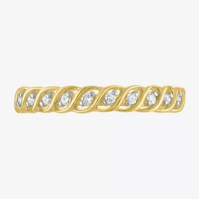 (G-H / Si2-I1) Womens 3.5MM 1/10 CT. T.W. Lab Grown White Diamond 10K Gold Wedding Band