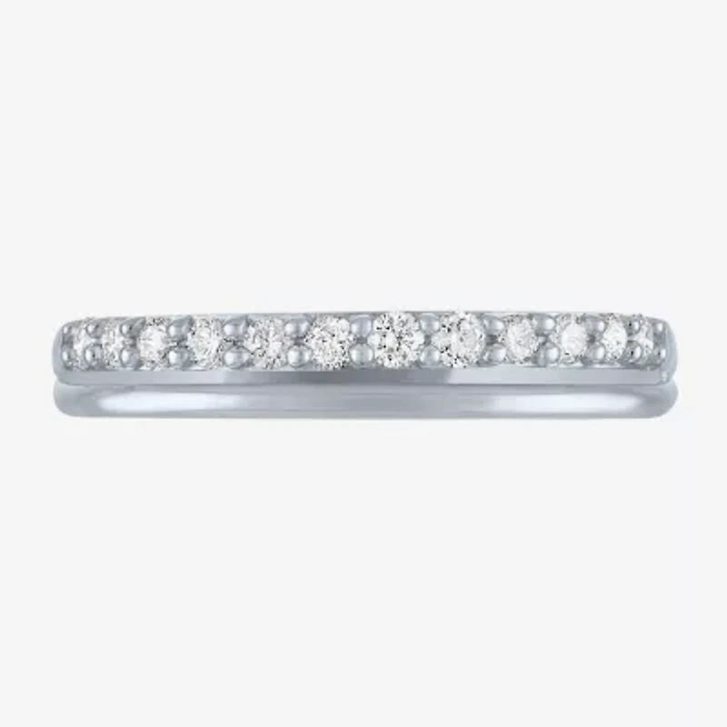 (G-H / Si2-I1) Womens 1/4 CT. T.W. Lab Grown White Diamond 10K Gold Wedding Band