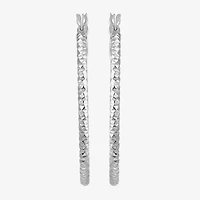 Womens Sterling Silver 33mm Round Hoop Earrings