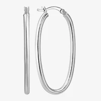 Womens Sterling Silver 39mm Round Hoop Earrings