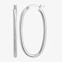 Womens Sterling Silver 39mm Round Hoop Earrings