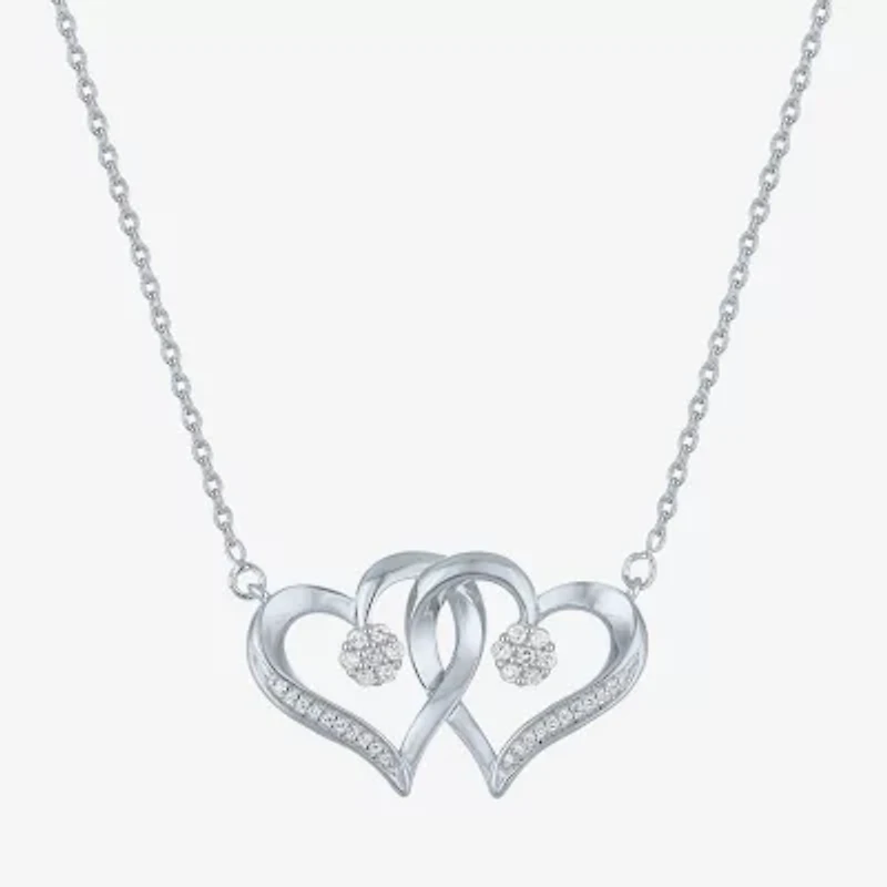 Diamond Blossom (G-H / Si2-I1) Womens 1/10 CT. T.W. Lab Grown White Diamond Sterling Silver Heart Pendant Necklace