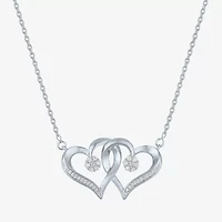 Diamond Blossom (G-H / Si2-I1) Womens 1/10 CT. T.W. Lab Grown White Diamond Sterling Silver Heart Pendant Necklace