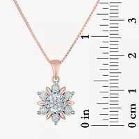 Diamond Blossom (G-H / Si2-I1) Womens 1/10 CT. T.W. Lab Grown White Diamond 14K Rose Gold Over Silver 18 Inch Pendant Necklace