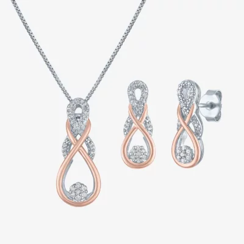 Diamond Blossom (G-H / I1-I2) Womens 1/10 CT. T.W. Lab Grown White Diamond 14K Rose Gold Over Silver Sterling Silver 2-pc. Jewelry Set