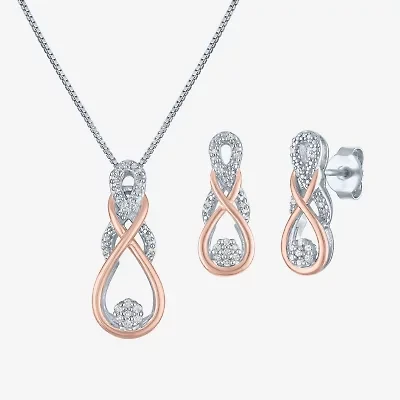 Diamond Blossom (G-H / I1-I2) Womens 1/10 CT. T.W. Lab Grown White Diamond 14K Rose Gold Over Silver Sterling Silver 2-pc. Jewelry Set