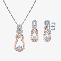 Diamond Blossom (G-H / I1-I2) Womens 1/10 CT. T.W. Lab Grown White Diamond 14K Rose Gold Over Silver Sterling Silver 2-pc. Jewelry Set