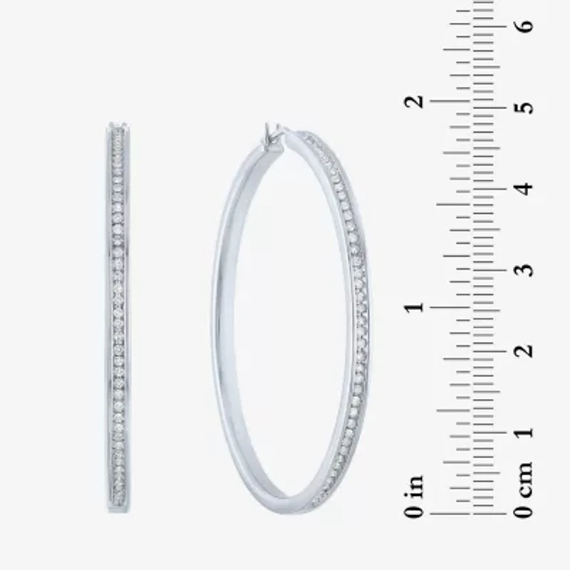 (G-H / Si2-I1) Womens 1/2 CT. T.W. Lab Grown White Diamond Sterling Silver 46.4mm Hoop Earrings